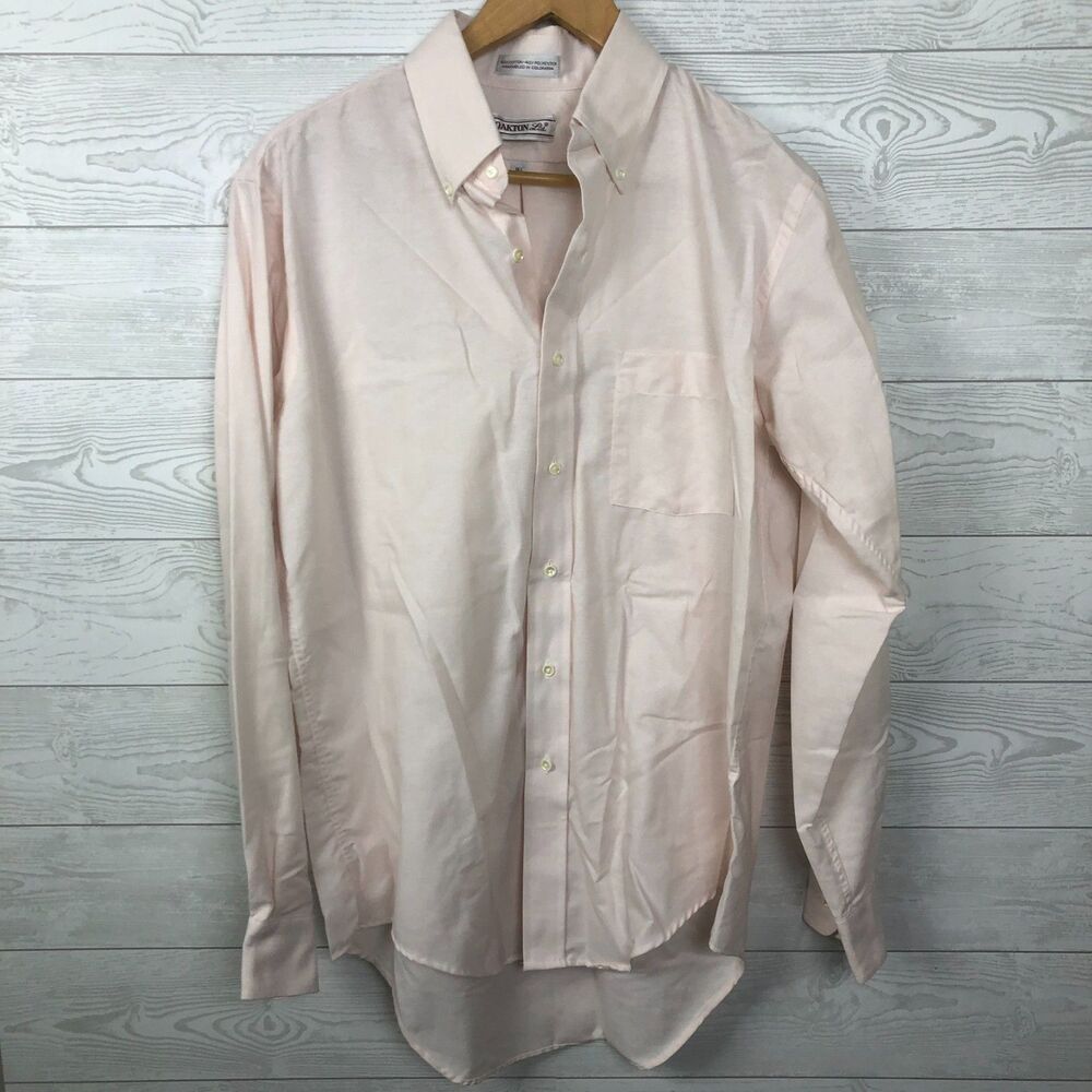 VTG Oakton Ltd Men's Long Sleeve Button Down Dress Shirt Pink Size 16.5 34/35